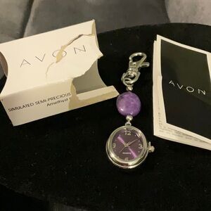 NEW 2016 Avon Simulated Semi -Precious Amethyst Keychain Watch